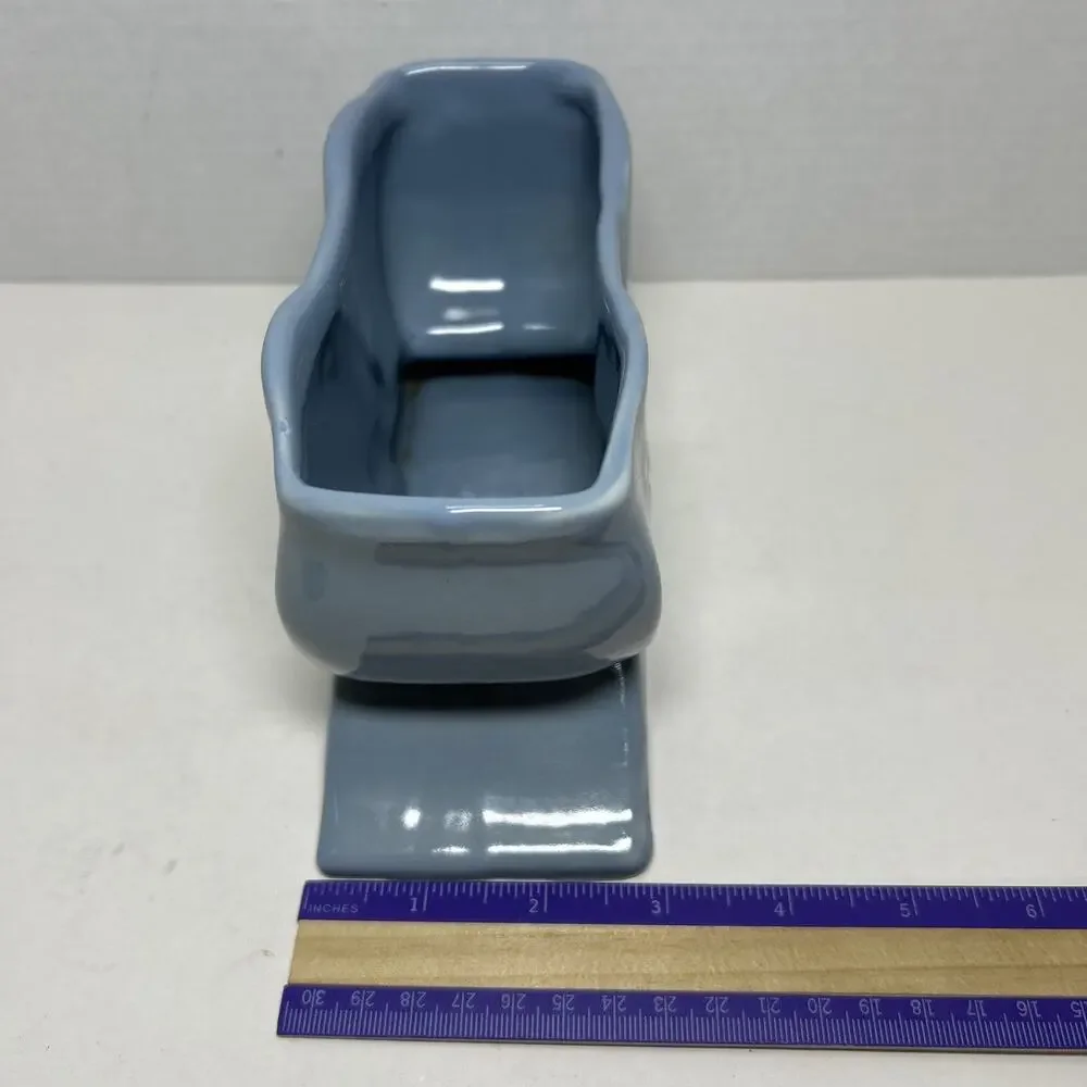 Vtg Abingdon Pottery Ribbon Bow Planter Vase Pastel Blue 462 Ceramic 4